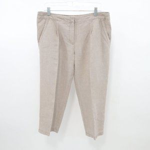 Eileen Fisher Cropped Pants Organic Linen M Beige
